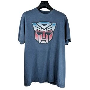 TRANSFORMERS Men's Blue Sick Autobots Symbol Graphic Logo Print T-shirt Size L